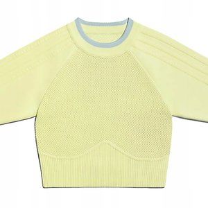 Adidas Women's Ivy Park Yellow Tint Knit Crop Top Size xs GR1492